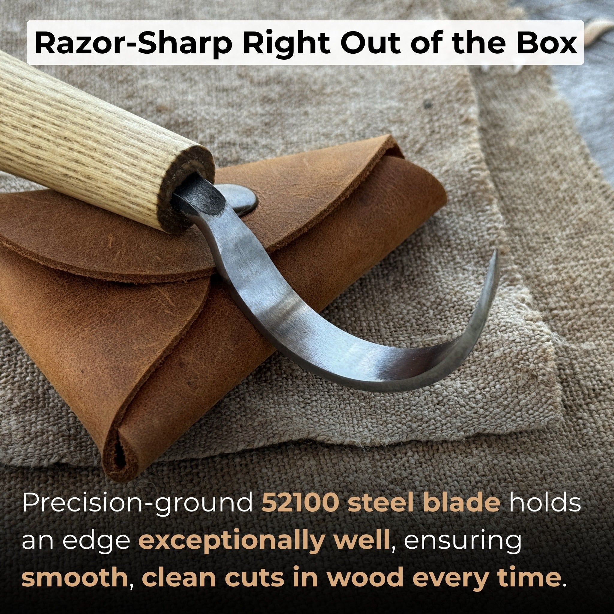 Large Hook Knife for Spoon Carving, ⌀6 cm (2.4 inches) detail view by Sharky Forged Steel Tools