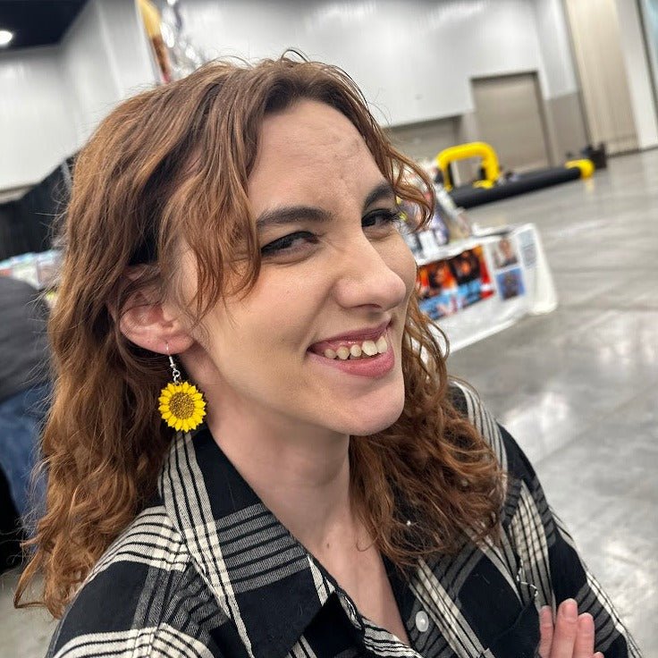 Large Kansas Sunflower Wooden Earrings | State Flower Jewelry by Cate's Concepts, LLC, handmade jewelry detail photo 11