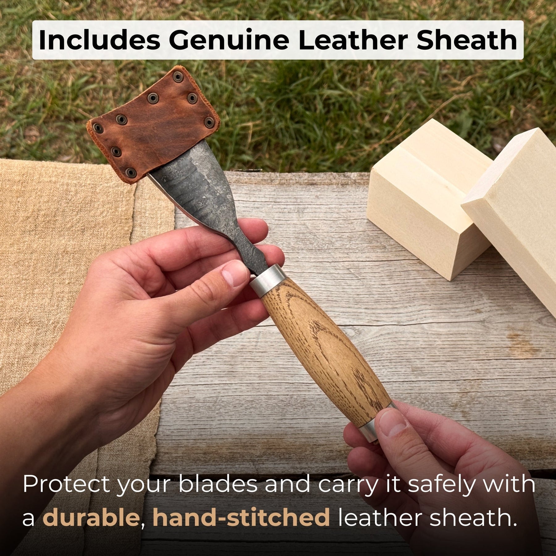 Large Straight Gouge (Rounded Chisel), 10 - 45 mm (0.4 - 1.8 inches) detail view by Sharky Forged Steel Tools