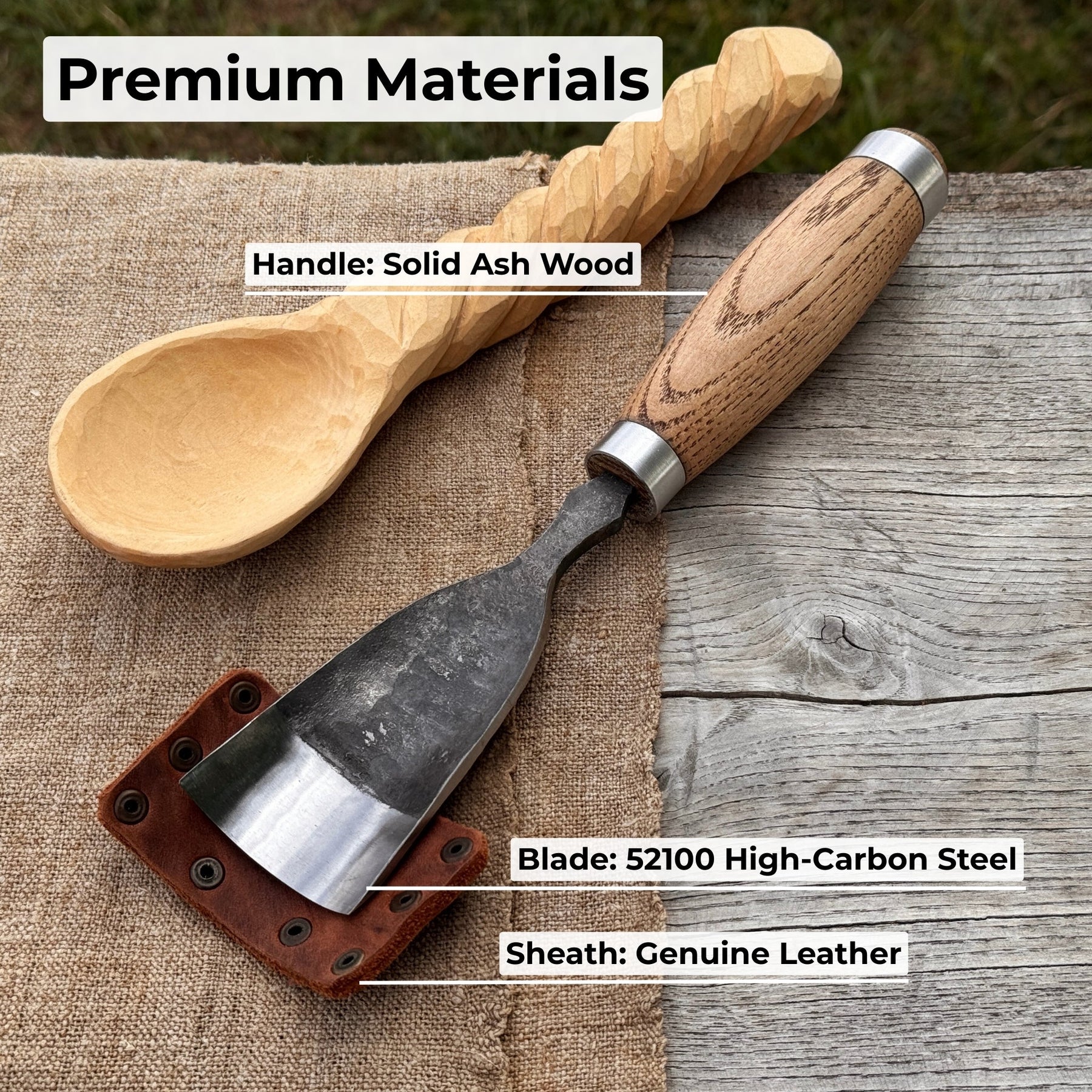 Large Straight Gouge (Rounded Chisel), 10 - 45 mm (0.4 - 1.8 inches) detail view by Sharky Forged Steel Tools