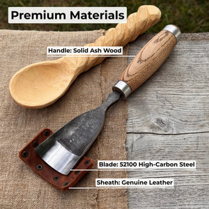Large Straight Gouge (Rounded Chisel), 10 - 45 mm (0.4 - 1.8 inches) detail view by Sharky Forged Steel Tools