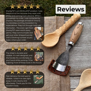 Large Straight Gouge (Rounded Chisel), 10 - 45 mm (0.4 - 1.8 inches) detail view by Sharky Forged Steel Tools