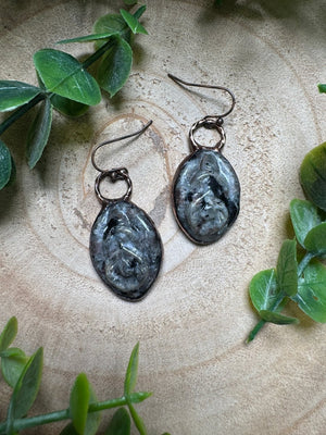Larvikite Yoni Earrings by Copper Ashes