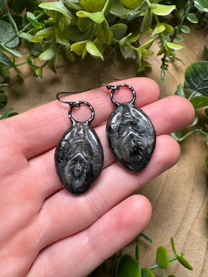 Larvikite Yoni Earrings by Copper Ashes