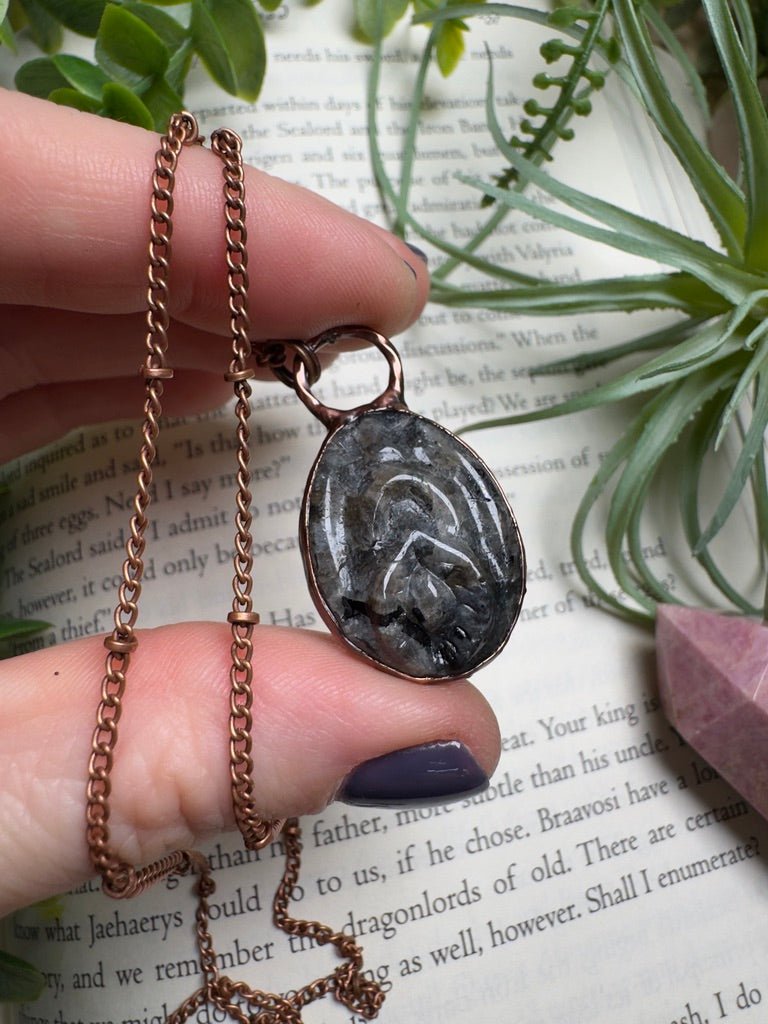 Larvikite Yoni Necklace by Copper Ashes