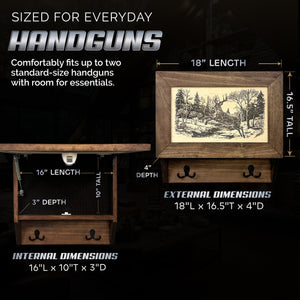 Leaping Deer Gun Concealment Furniture - Handcrafted Hidden Gun Storage Wall Decor - Hidden Safe Furniture with Magnetic Lock