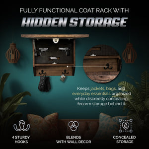 Leaping Deer Gun Concealment Furniture - Handcrafted Hidden Gun Storage Wall Decor - Hidden Safe Furniture with Magnetic Lock