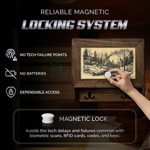Leaping Deer Gun Concealment Furniture - Handcrafted Hidden Gun Storage Wall Decor - Hidden Safe Furniture with Magnetic Lock