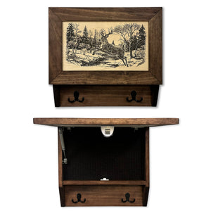 Leaping Deer Gun Concealment Furniture - Handcrafted Hidden Gun Storage Wall Decor - Hidden Safe Furniture with Magnetic Lock