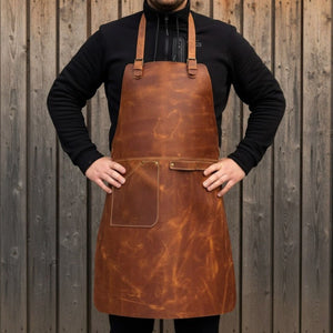 Leather Apron with Adjustable Straps and Pockets by Sharky Forged Steel Tools