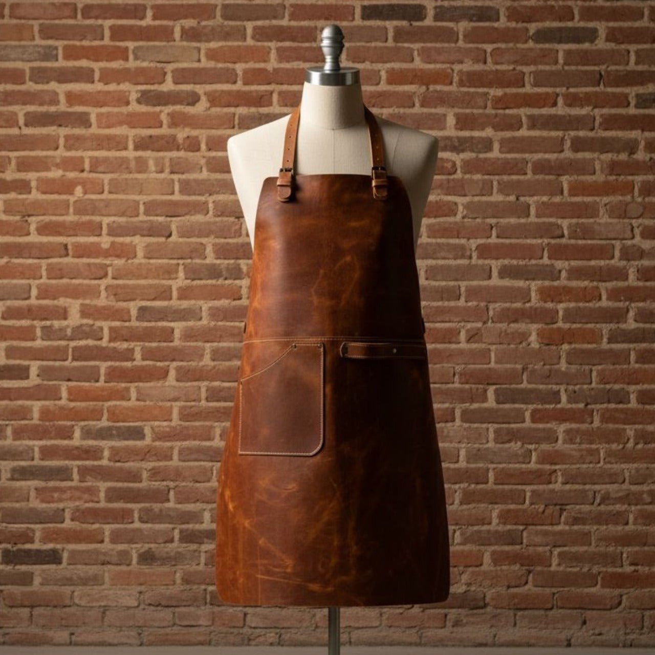Leather Apron with Adjustable Straps and Pockets detail view by Sharky Forged Steel Tools