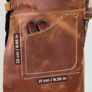 Leather Apron with Adjustable Straps and Pockets detail view by Sharky Forged Steel Tools