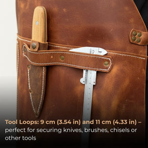 Leather Apron with Adjustable Straps and Pockets detail view by Sharky Forged Steel Tools