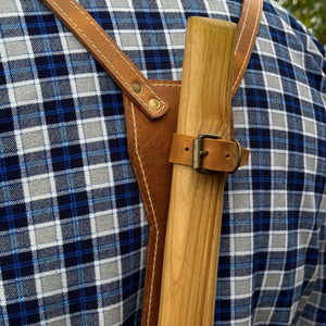 Leather Axe Case with Adjustable Shoulder Straps detail view by Sharky Forged Steel Tools