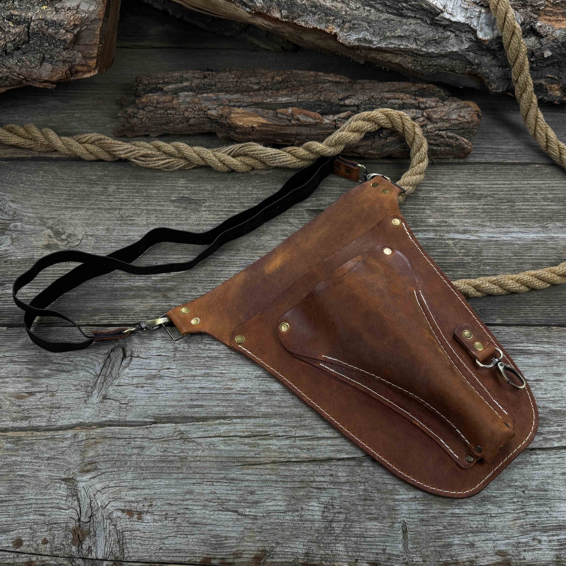 Leather Belt Tool Pouch detail view by Sharky Forged Steel Tools
