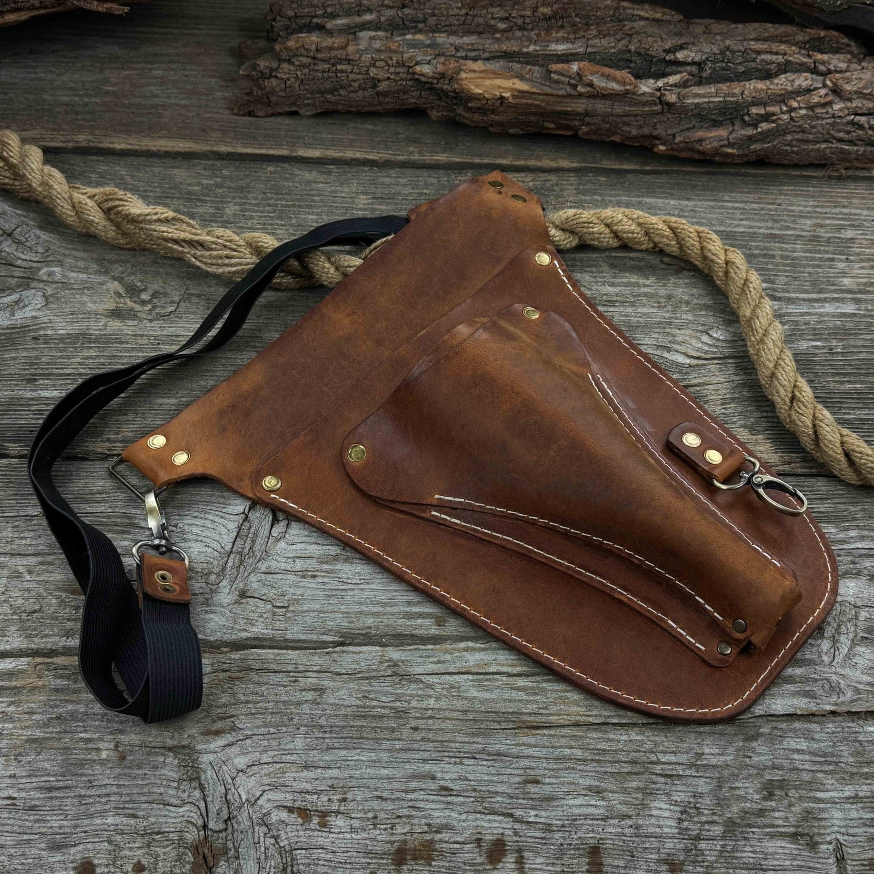 Leather Belt Tool Pouch detail view by Sharky Forged Steel Tools