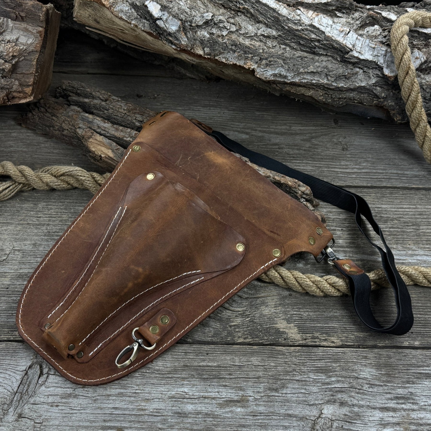 Leather Belt Tool Pouch detail view by Sharky Forged Steel Tools