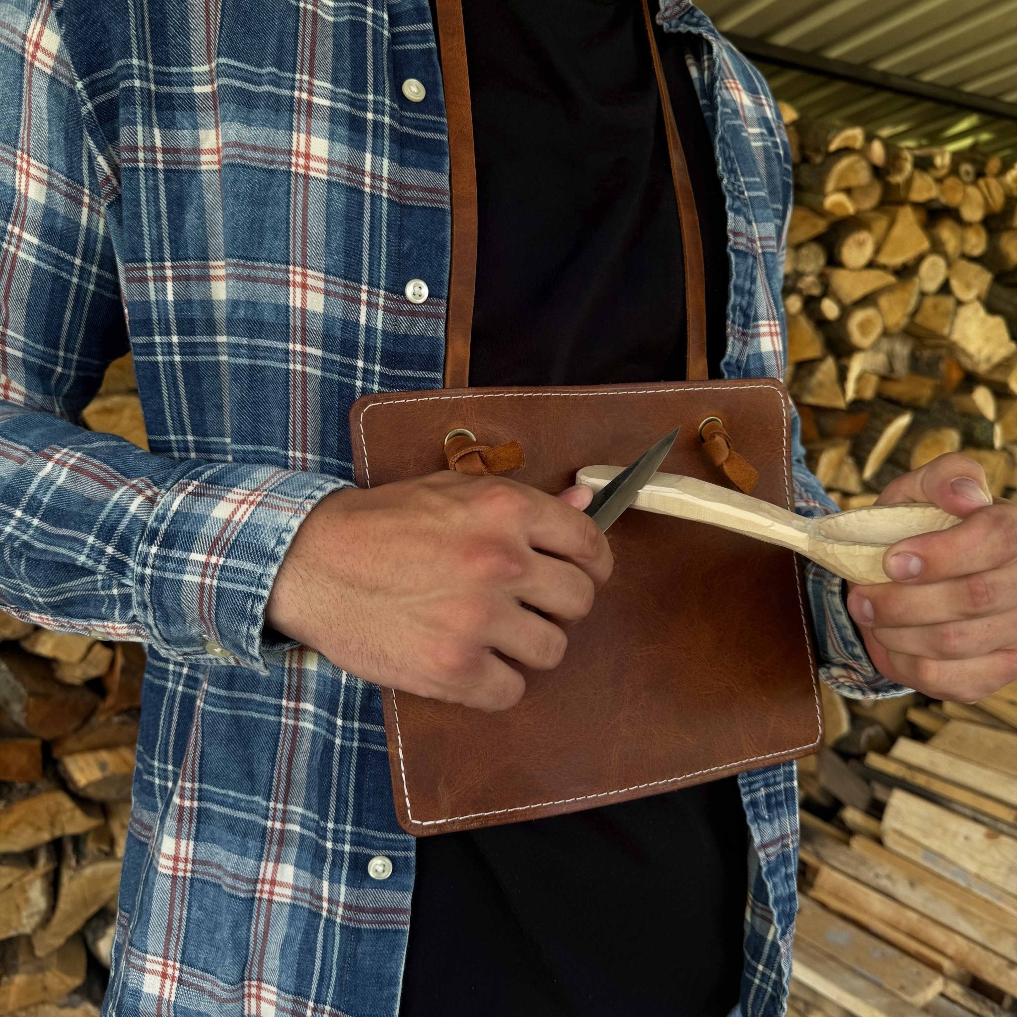 Leather Breast Plate with Belt by Sharky Forged Steel Tools