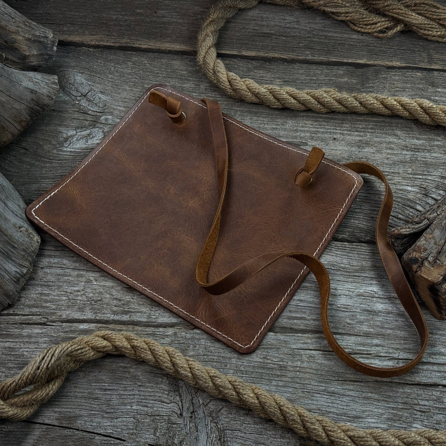 Leather Breast Plate with Belt detail view by Sharky Forged Steel Tools