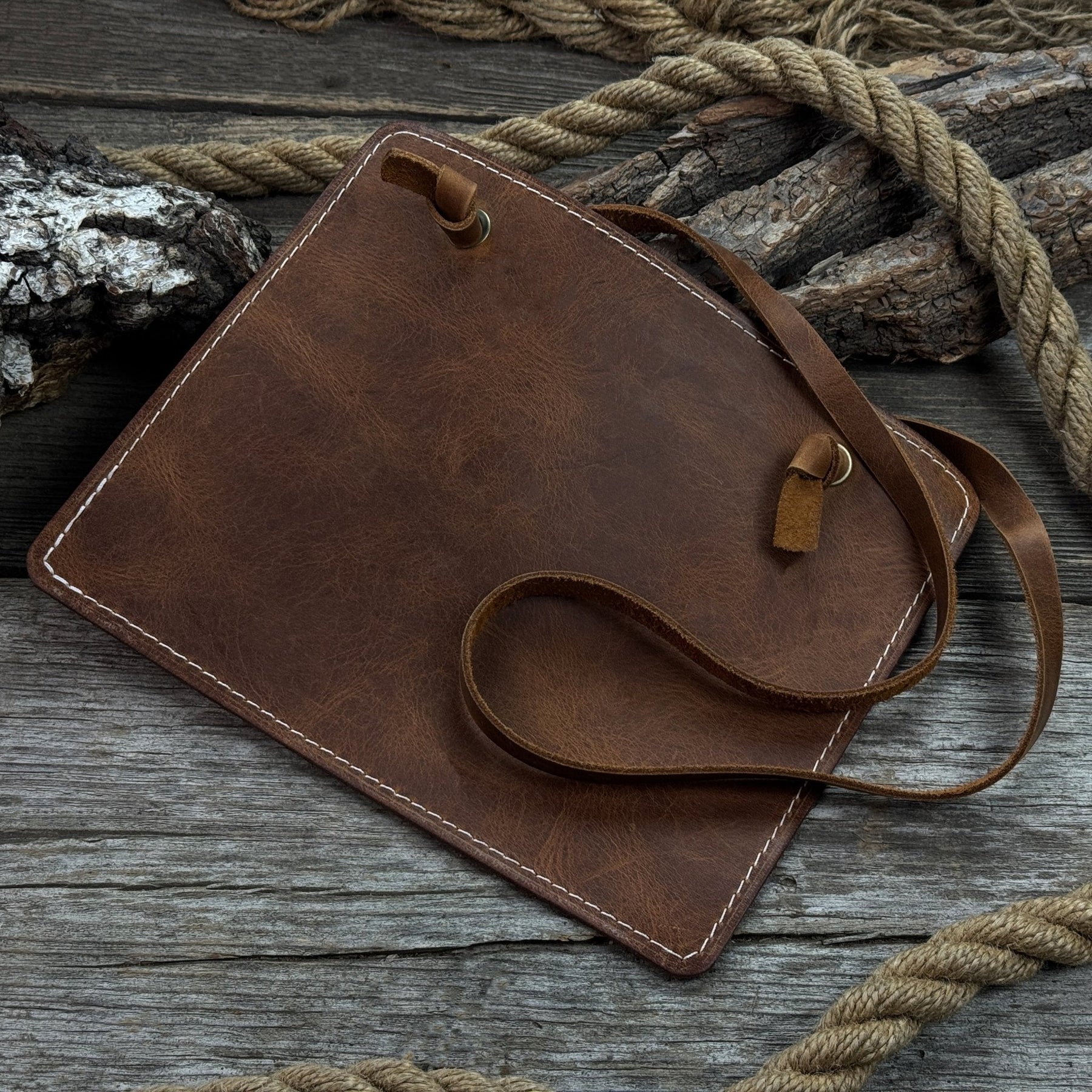 Leather Breast Plate with Belt detail view by Sharky Forged Steel Tools