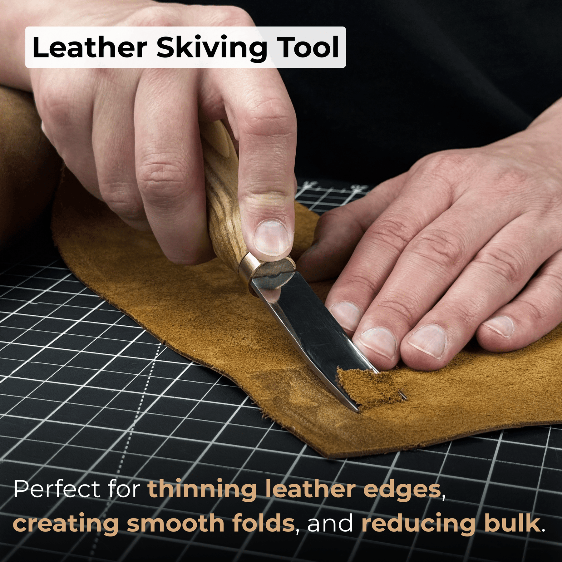 Leather Edge Skiver, 4-16 mm (0.16-0.63 inches) detail view by Sharky Forged Steel Tools