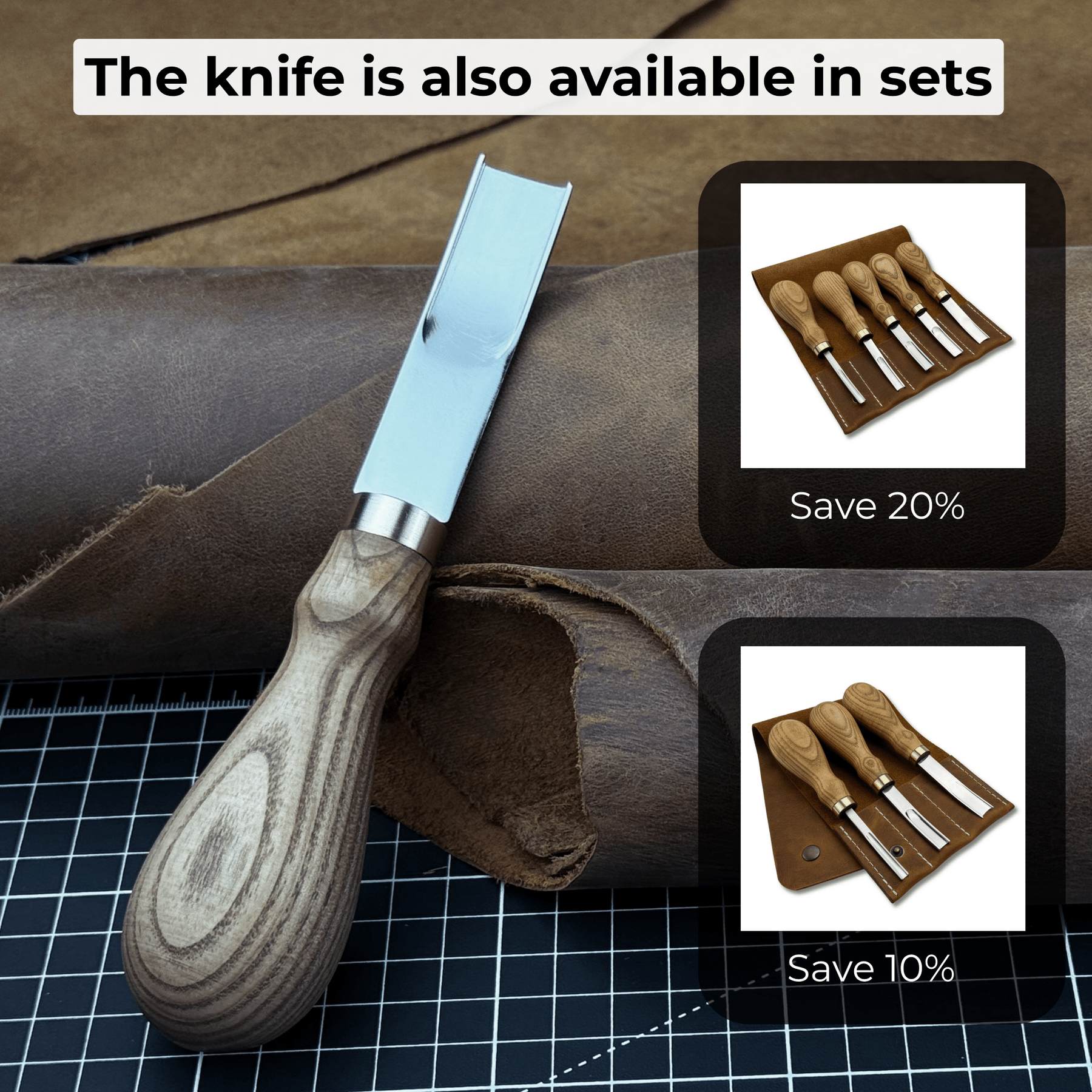 Leather Edge Skiver, 4-16 mm (0.16-0.63 inches) detail view by Sharky Forged Steel Tools