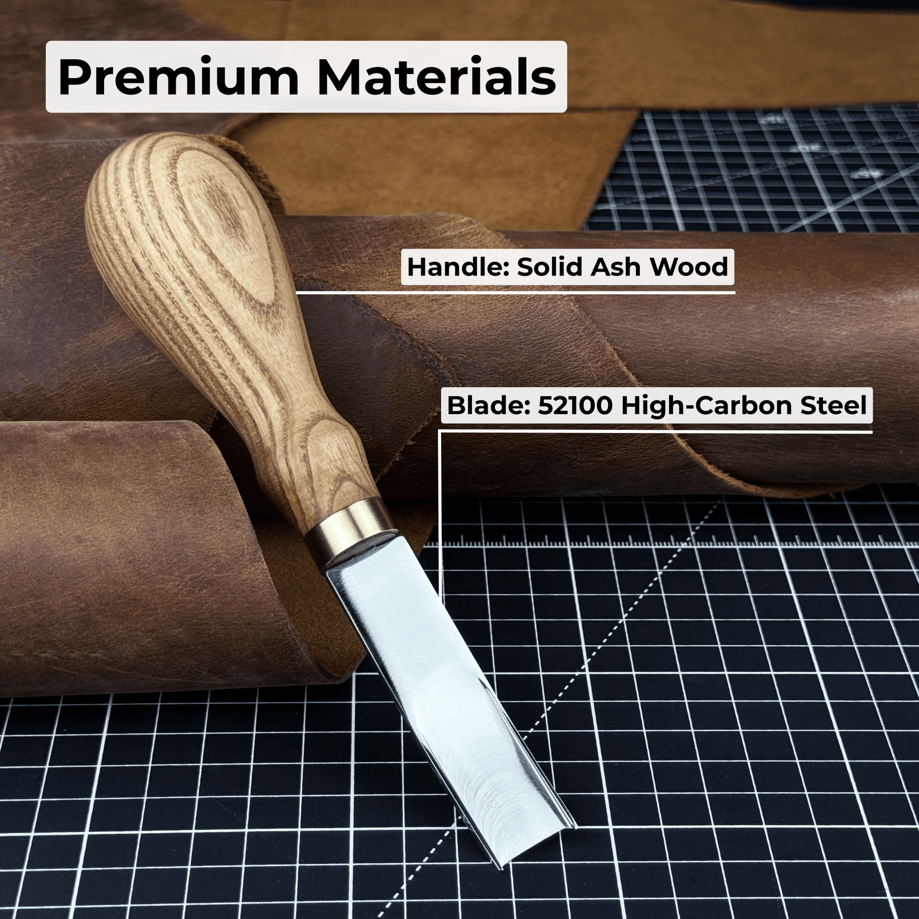 Leather Edge Skiver, 4-16 mm (0.16-0.63 inches) detail view by Sharky Forged Steel Tools