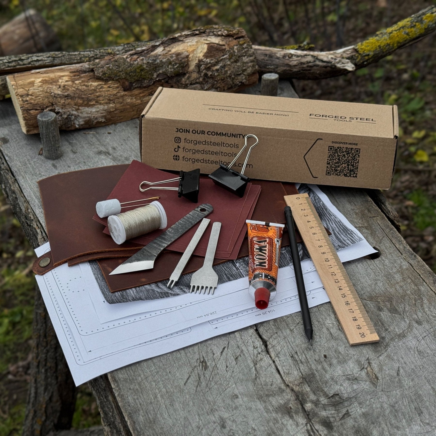 Leather Wallet DIY Kit detail view by Sharky Forged Steel Tools