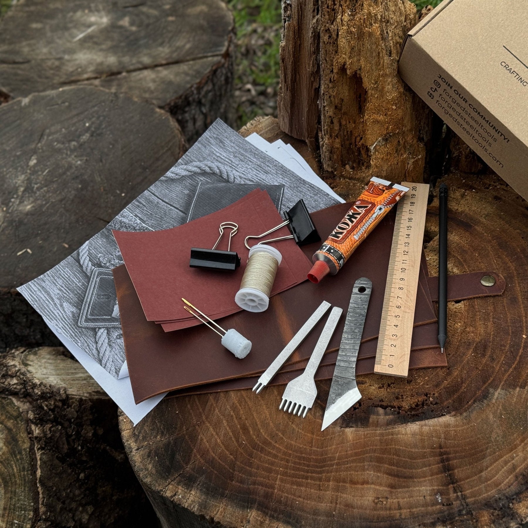 Leather Wallet DIY Kit detail view by Sharky Forged Steel Tools