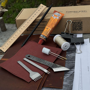 Leather Wallet DIY Kit detail view by Sharky Forged Steel Tools