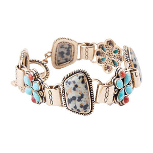 Legacy Blue Turquoise and Dalmatian Jasper Golden Bracelet by Barse Jewelry