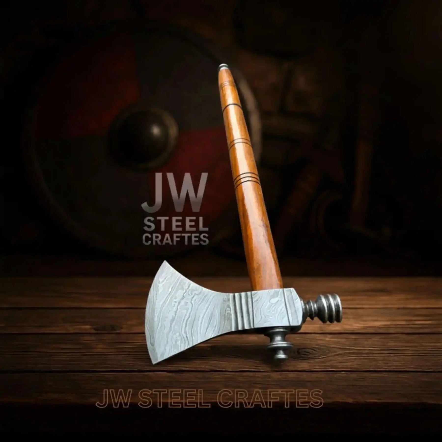 Damascus Pipe Tomahawk Hand Forged Viking Axe by JW SteelCrafts, Southern handmade gift detail photo 12
