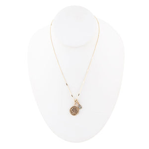 Leo - Zodiac Gray Labradorite Golden Charm Necklace detail view by Barse Jewelry