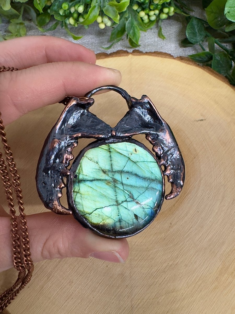 Lilith- Mink Jawbone and Labradorite Necklace by Copper Ashes