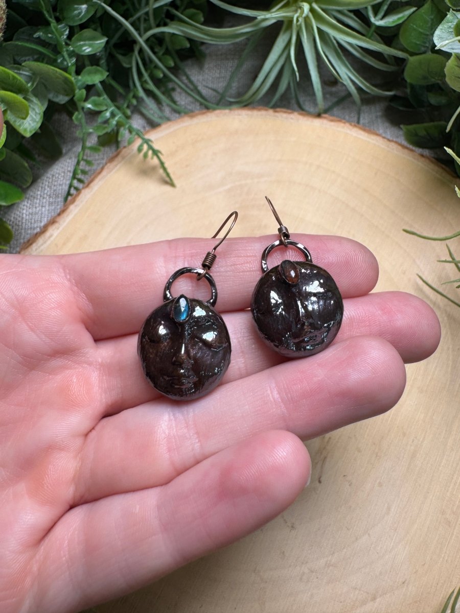 Lillian- Labradorite Goddess Earrings detail view by Copper Ashes