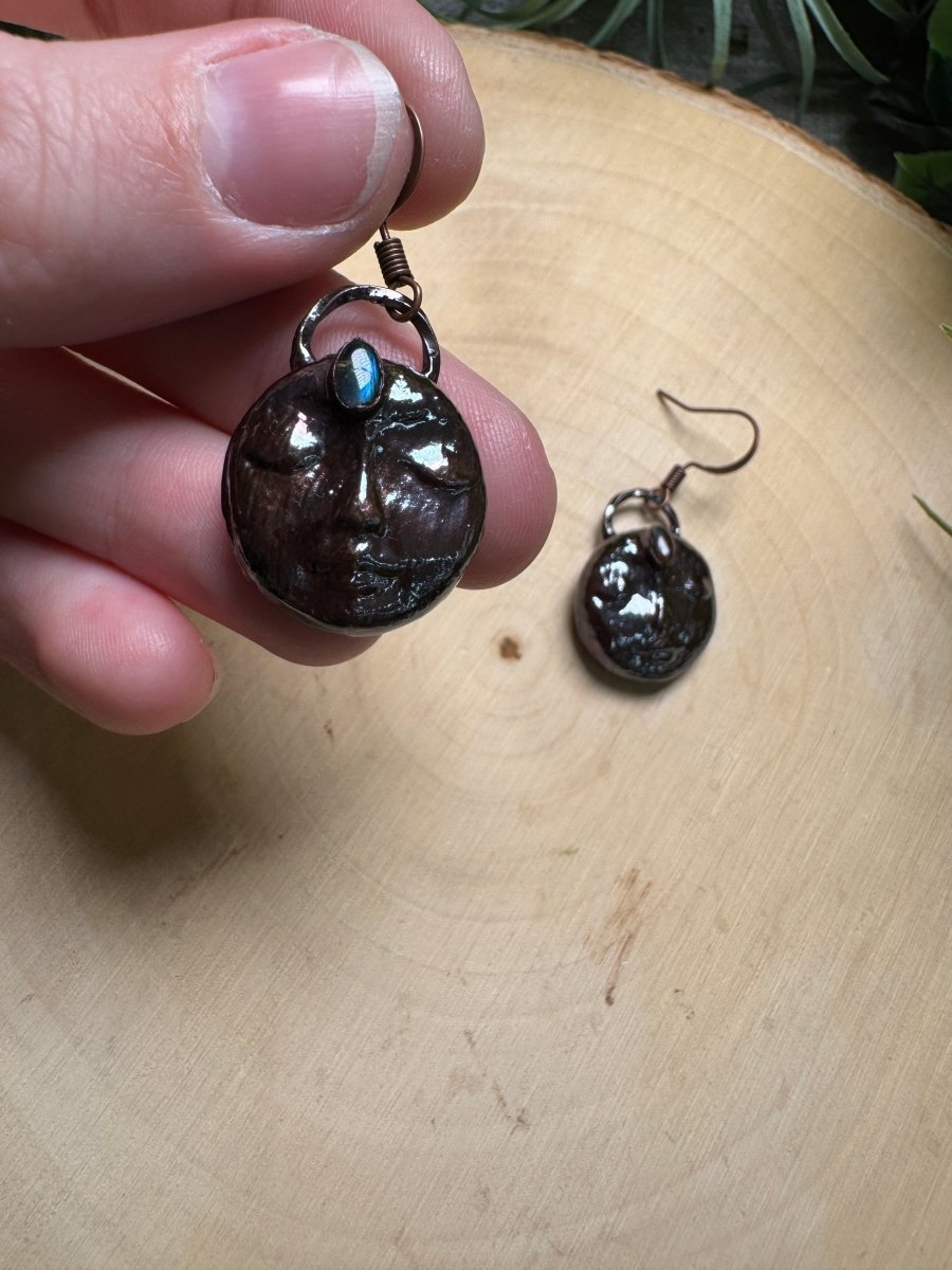 Lillian- Labradorite Goddess Earrings detail view by Copper Ashes
