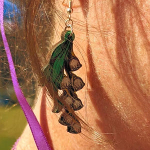 Lily of the Valley Wooden Earrings | Botanical Flower Jewelry detail view by Cate's Concepts, LLC