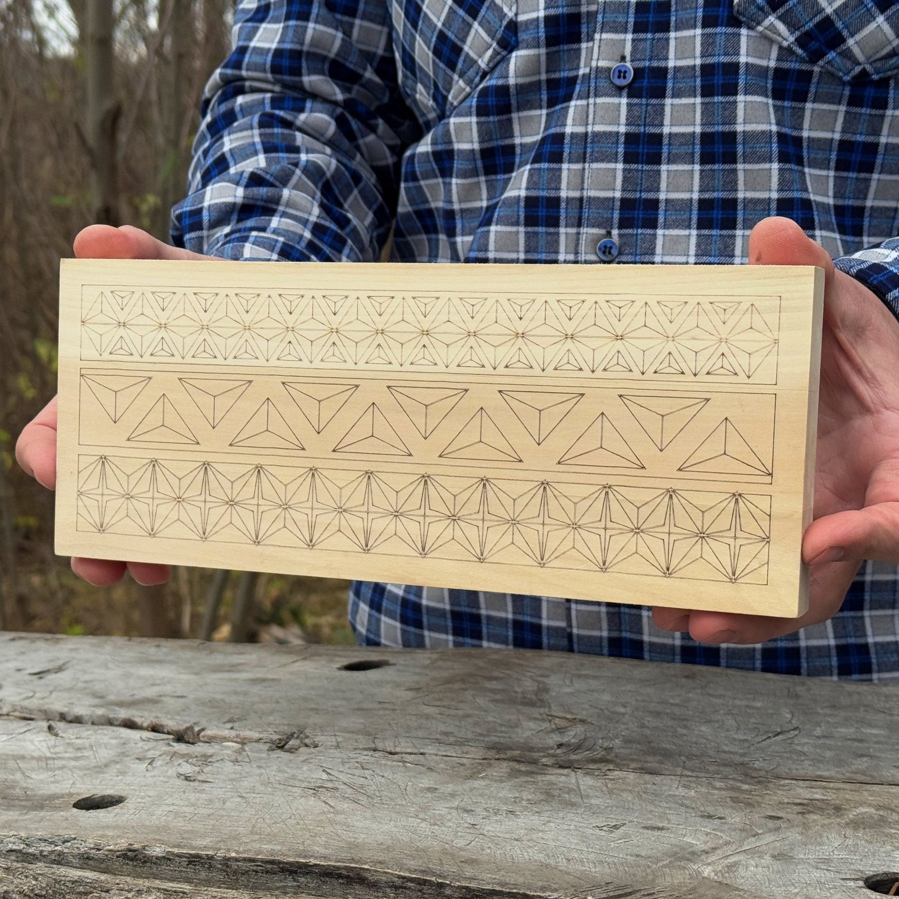 Linden Wood Carving Board with Pre-Drawn Pattern detail view by Sharky Forged Steel Tools