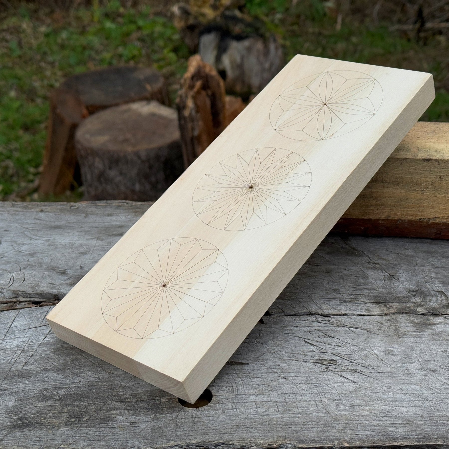 Linden Wood Carving Board with Pre-Drawn Pattern detail view by Sharky Forged Steel Tools