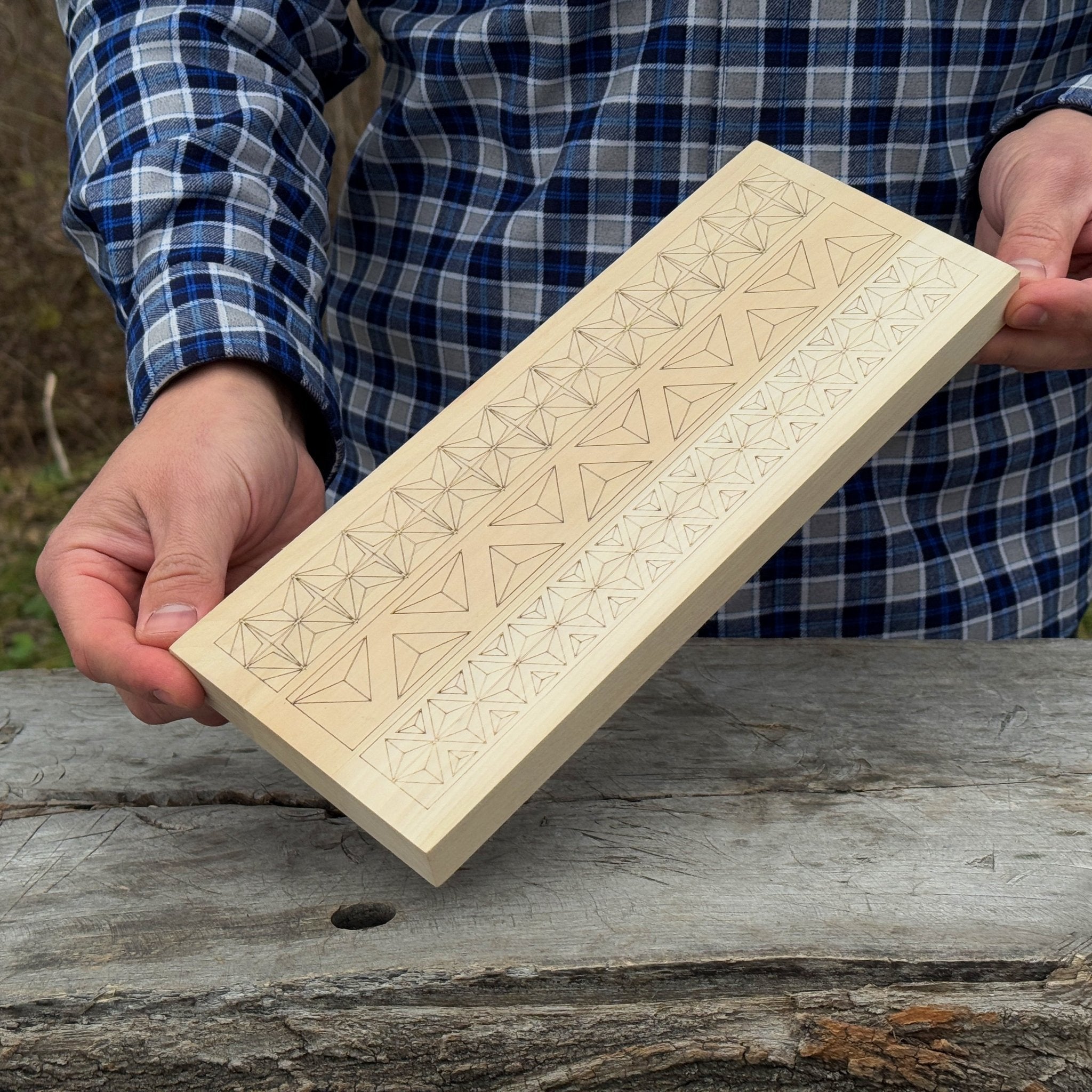 Linden Wood Carving Board with Pre-Drawn Pattern by Sharky Forged Steel Tools