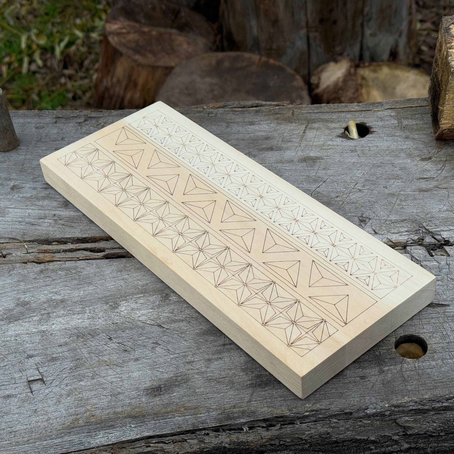 Linden Wood Carving Board with Pre-Drawn Pattern detail view by Sharky Forged Steel Tools