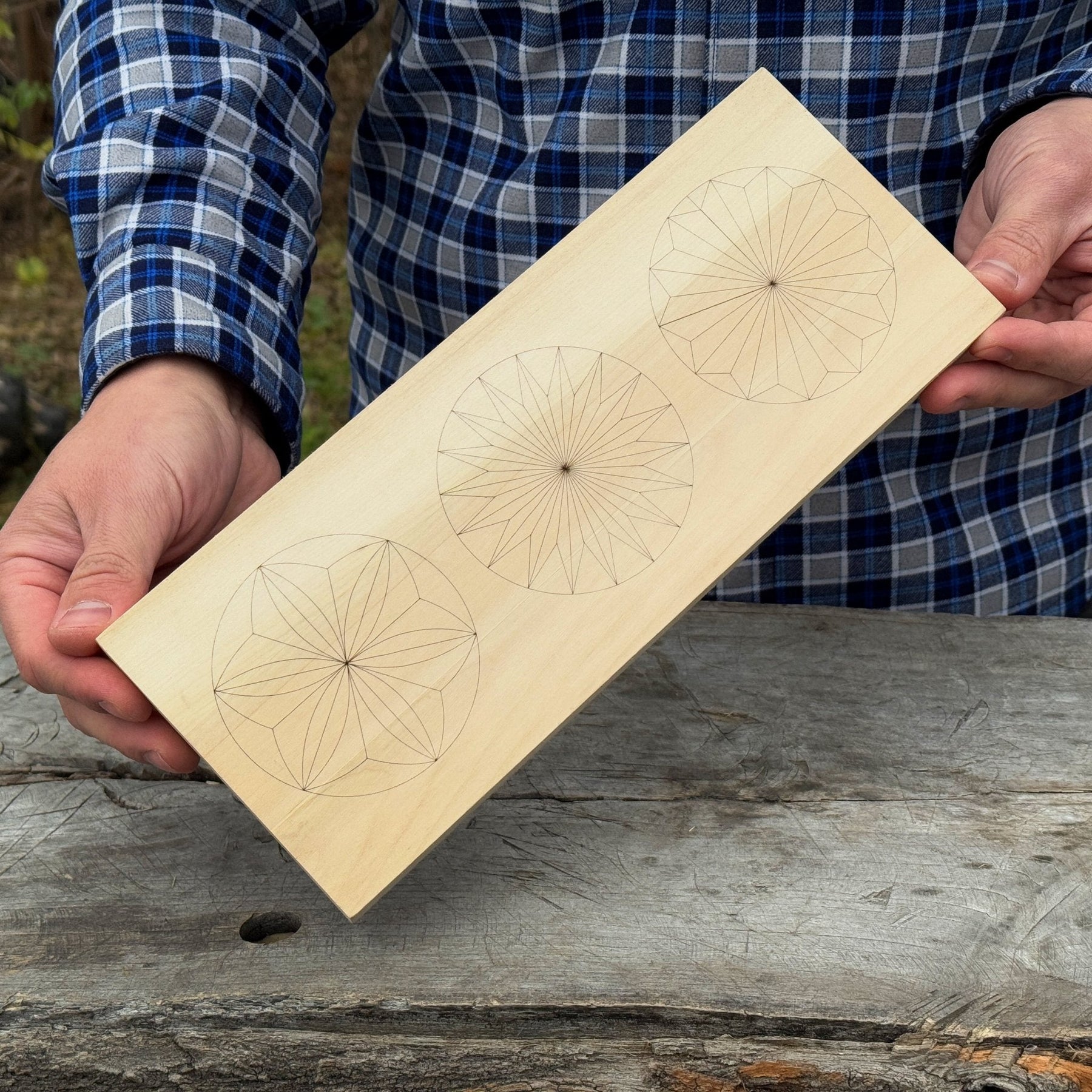 Linden Wood Carving Board with Pre-Drawn Pattern detail view by Sharky Forged Steel Tools