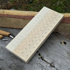 Linden Wood Carving Board with Pre-Drawn Pattern detail view by Sharky Forged Steel Tools