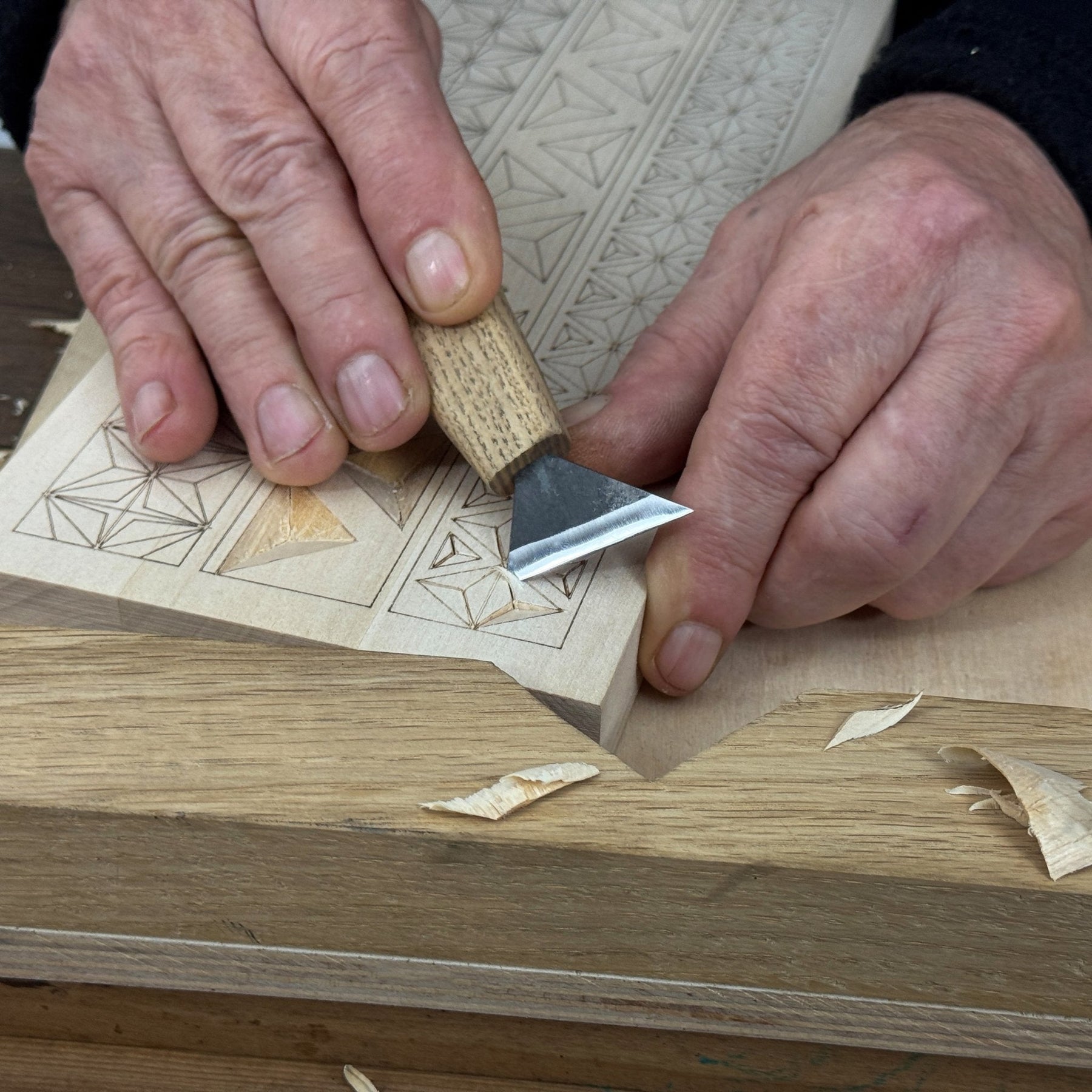 Linden Wood Carving Board with Pre-Drawn Pattern detail view by Sharky Forged Steel Tools