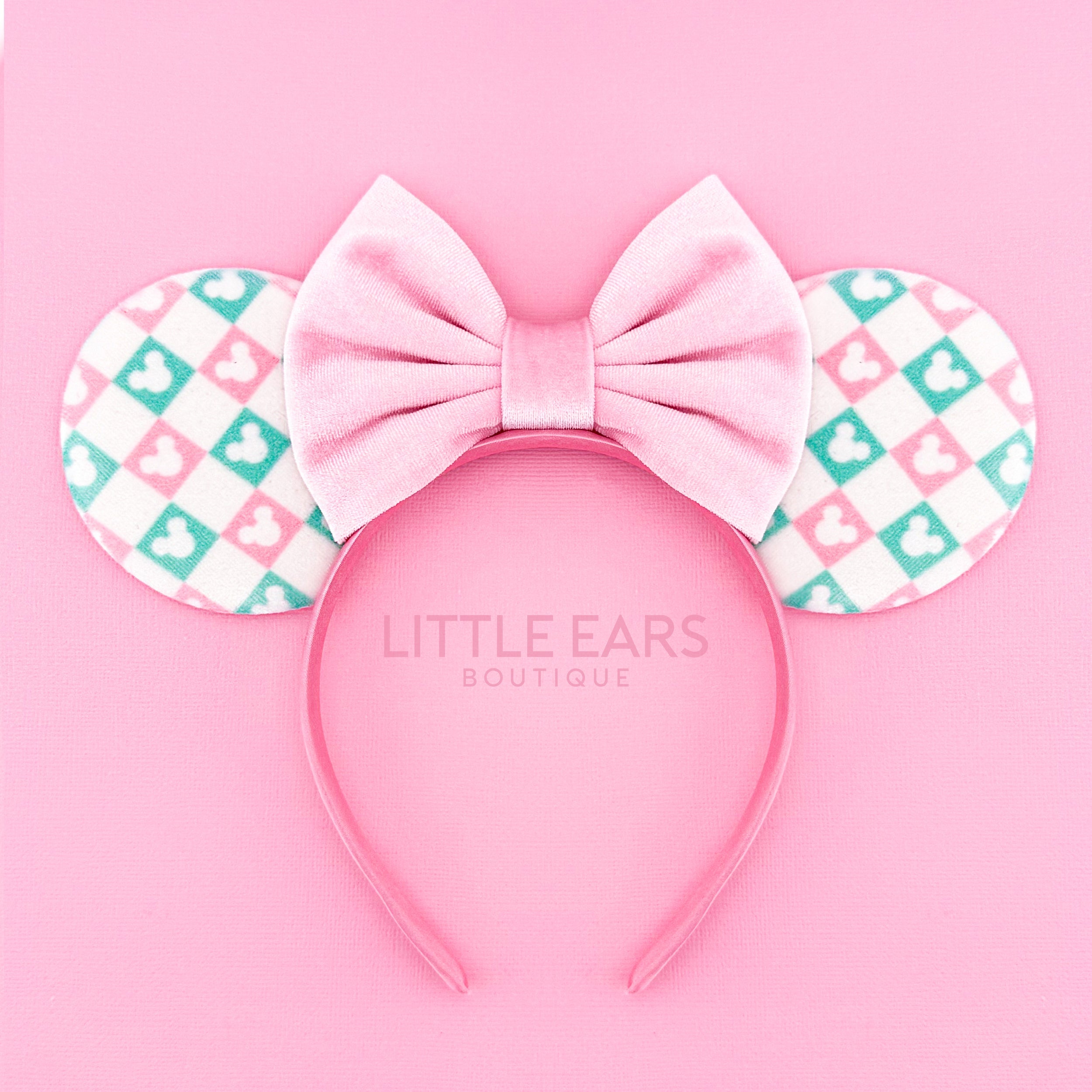 Pink & Mint Christmas Pattern Ears by Little Ears Boutique, travel planning service main product photo