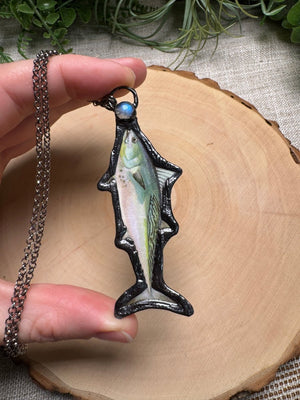 Little Tunny and Moonstone Necklace detail view by Copper Ashes