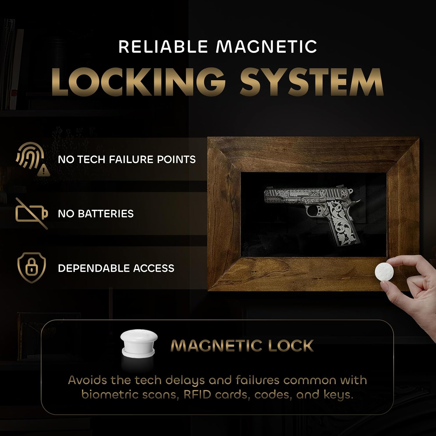 Wall Mounted Pistol Display Case - Handcrafted Gun Cabinet with Magnetic Lock for Secure Storage - Quick Access Gun Display Case with Mount & Customiz by Bellewood Designs