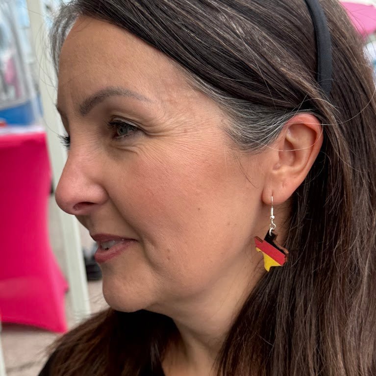 Texas Germany Flag Wooden Earrings | Lone Star Deutschland Jewelry