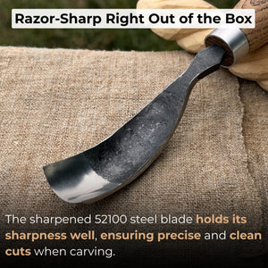 Long Bent (Curved) Gouge, 10 - 45 mm (0.4 - 1.8 inches) detail view by Sharky Forged Steel Tools