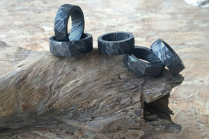 Damascus Steel Ring Set Lot of 5 Mens Handmade Wedding Bands Collection by JW SteelCrafts, handmade jewelry detail photo 3